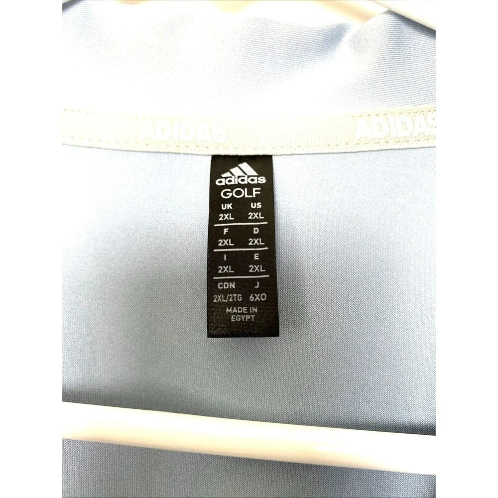 Adidas Golf Polo Shirt Plus Size 2XL Blue Men's Dry Wicking UPF Sun Protection